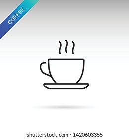 Hot mug thin line isolated flat vector icon - Vector