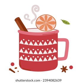 Hot mulled wine christmas vector picture