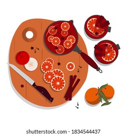 hot mulled wine, sliced orange and spice

