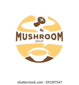 hot mushroom soup logo design with smoke 