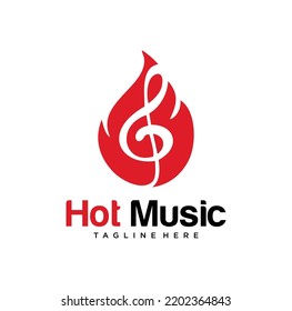 Hot Music Logo Design Vector