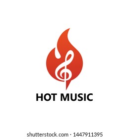 Hot Music Logo Template Design Vector, Emblem, Design Concept, Creative Symbol, Icon