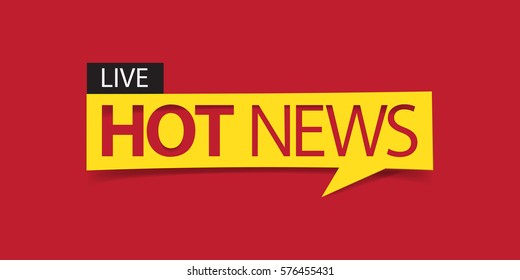 Hot news banner isolated on red background. Banner design template. Vector illustration