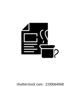 Hot news black icon concept. Hot news flat  vector symbol, sign, illustration.