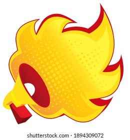 Hot news. Breaking News. Banner design template. Speech bubble like fiery flame, flame silhouette. For design of flyers, brochures, websites. Use for printing on paper, textiles, posters, banners