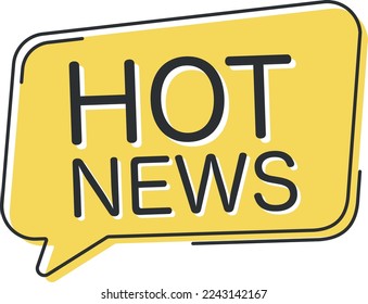 Hot news comic speech bubble in pop art style. Comic speech. Dialog window. Yellow banner for sale.