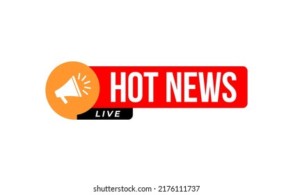 Hot News Icon, Überschrift von Hot News Schild, Live-Report Icon. Vektorgrafik