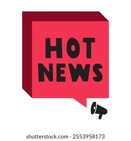 Hot news. Icon. Red speech bubble. Illustration on white background.