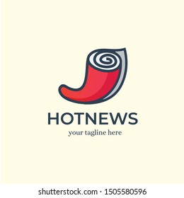 Hot News Logo. Chile Logo. Newspaper Logo Design Template Inspiration - Vector