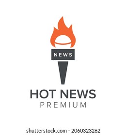 plantilla vectorial de icono de logotipo de noticias calientes
