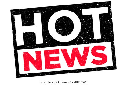 Hot News stamp vector over a white background. Red and black grunge rubber stamp illustration with text "HOT NEWS".