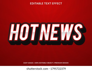 hot news text effect template with 3d style and bold font concept use for brand label and sticker