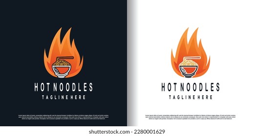 hot noodle design vector with creative concept premium vector