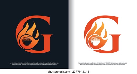 hot noodle design vector with initial g concept premium vector
