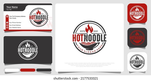 hot noodle logo design icon template. Japanese ramen vector illustration