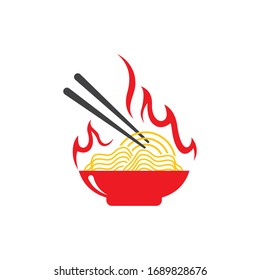 Hot noodle logo vector icon design