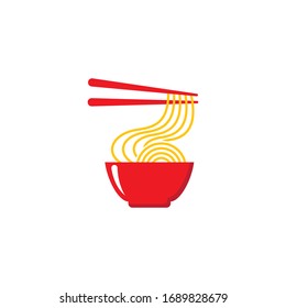 Hot noodle logo vector icon design