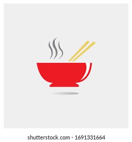 Design der Vektorillustration des Hot-Noodle-Logos