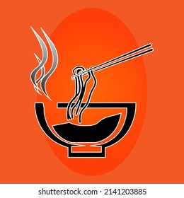 ilustración del logotipo del vector de fideos calientes