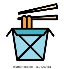 Hot noodles box icon. Outline Hot noodles box vector icon color flat isolated