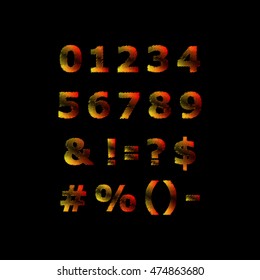 Hot numbers, sign and symbols with grunge texture. Vector illustration