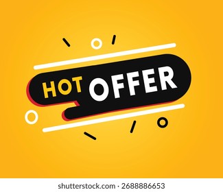 Banner ou anúncio de oferta quente, eps vetor da Web em fundo amarelo. Modelo de design gráfico de arte comercial ou de banner.