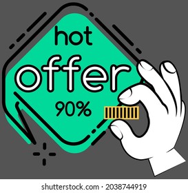 Hot offer banner. Sale and discounts up to. Discount poster with hand holding coin. New arrival, big sale and special offer. Black friday. Special advertising poster purchases with great savings