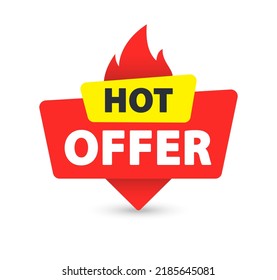 Hot Offer - Banner, Speech Bubble, Label, Sticker, Ribbon Template. Vector Stock Illustration