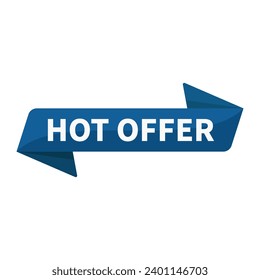 Hot Offer In Blue Rectangle Ribbon Shape For Sale Promotion Business Information Marketing Social Media
