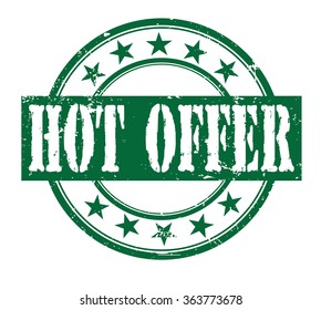 hot offer grunge rubber stamp on white, vector illustration