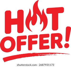 Hot Offer Label Vector – Red Sale and Discount Promo Illustration Isolate on White Background