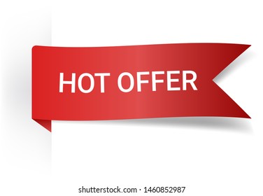 Hot Offer Realistic Detailed Curved Paper Banner. Ribbons With Space For Text. Isolated On White Background. Vector Illustration. Design Elements. Eps 10