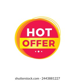 Icono rojo de la etiqueta de la oferta caliente para el anuncio, publicidad, vector. Plantilla de diseño moderno para banner.