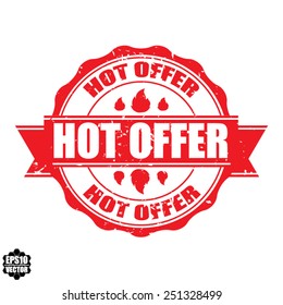 Hot offer Red rubber stamp With Fire Sign Isolated On White Background - Vector illustration.