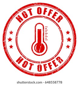 Hot offer rubber vector stamp on white background
