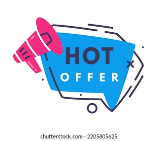 Hot Offer Sale Countdown Badge with Megaphone as Promo Sticker Vector Illustration
