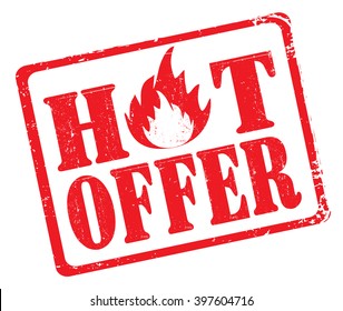hot offer stamp on a white, vector illustration