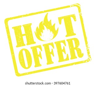 hot offer stamp on a white, vector illustration