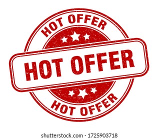 Hot Offer Stamp. Hot Offer Round Grunge Sign. Label