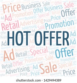 Hot Offer word cloud. Wordcloud made with text only.