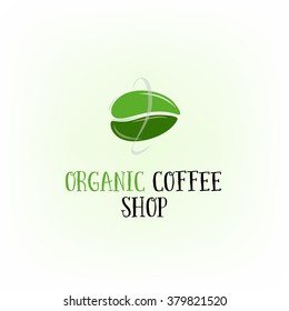 Hot organic coffee bean logo vector illustration isolated over light background