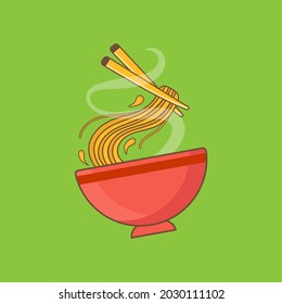 hot oriental noodles vector illustration 
