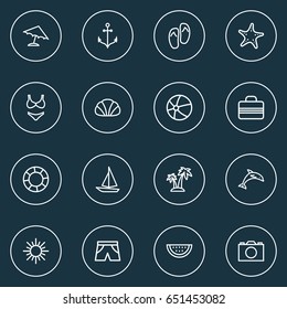 Hot Outline Icons Set. Collection Of Armature, Shoes, Umbrella And Other Elements. Also Includes Symbols Such As Panties, Underwear, Beachwear.
