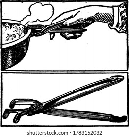 El elevador de tambor caliente es una herramienta de hierro utilizada para levantar utensilios calientes de forma segura, dibujar líneas antiguas o grava ilustraciones.