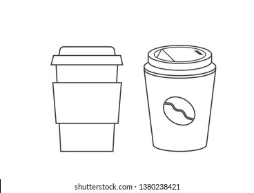 Hot Paper 2 Cup Coffee For Takeaway. Vector Illustration Icon. Design For Cafeteria Posters And Banners Cards