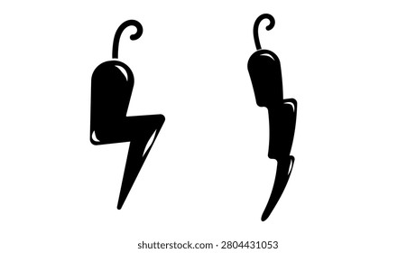 hot pepper, black isolated vector silhouette