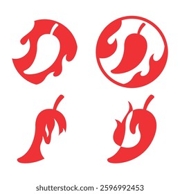Hot pepper emblem. Hot pepper icon set