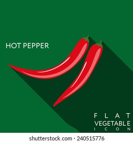 hot pepper flat icon with long shadow. Use as a icon or greeting card