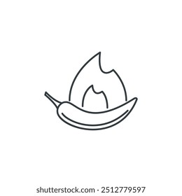 Hot, pepper, food, supermarket, shop, cooking, vegetable icon, vector illustration
