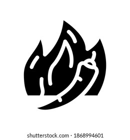 vector de icono de glifo de pimienta caliente. signo de pimienta caliente. símbolo de contorno aislado ilustración negra